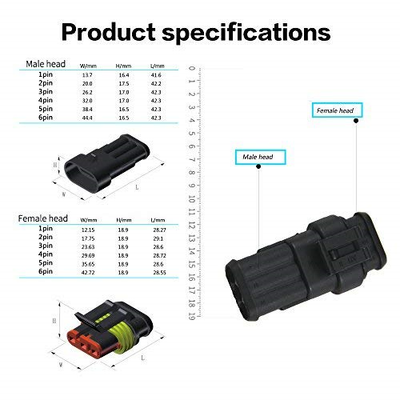 14 Set Car Waterproof Electrical Connector Plug Terminals Heat Shrink Pin Way