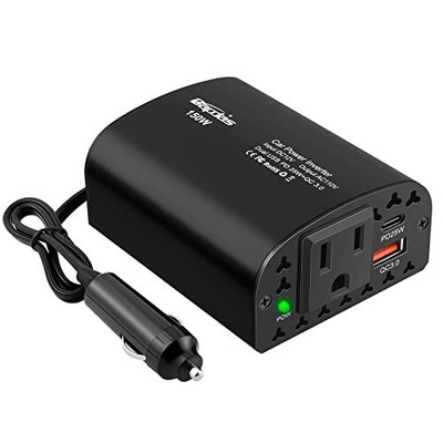 Bapdas 150W Car Power Inverter DC 12V to 110V AC Car Plug Outlet Adapter with...