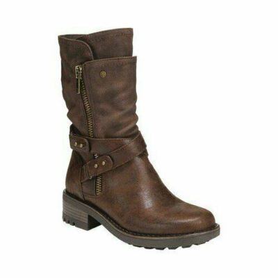 Carlos by Carlos Santana Women Sawyer Leather Almond Toe Dark Brown Boots 