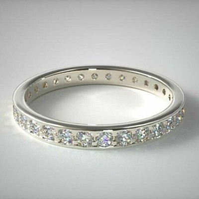 2.81 Ct 14K White Gold Engagement Wedding Women's Round Lab Created Diamond Band