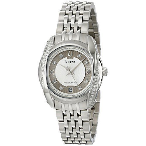 Pre-owned Bulova 96r141 Women's Precisionist Tanglewood Silver Dial Steel Diamond's Watch