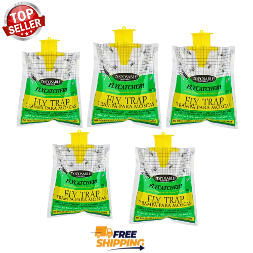 5 pack  Disposable Fly Trap, Hanging Outdoor Fly Trap Bag, Rescue Fly Catcher