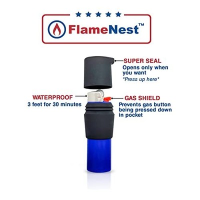 x2 Pack - FlameNest Waterproof BIC Lighter Case Camping Survival Tactical