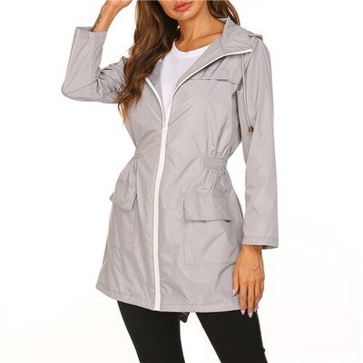 Womens Waterproof Raincoat Hooded Outdoor Wind Rain Forest Jacket Coat Plus Size