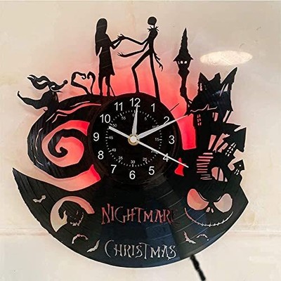 Christmas Nightmare Vinyl Record Wall Clock Gifts Decoration-Creative 7 Color