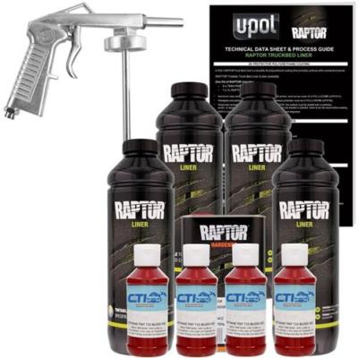 U-POL Raptor Blood Red Urethane Spray-On Truck Bed Liner W/Free Spray Gun, 4 L