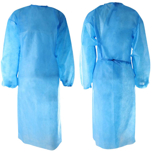 Isolation Gown Blue Non Woven 25 Gsm Elastic Cuff Polypropylene
