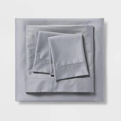 Twin XL 500 Thread Count Tri-Ease Solid Sheet Set Light Gray - Threshold