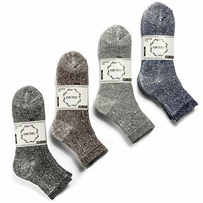 FUN TOES Merino Wool Ankle Socks Pack of 6 Arch Support and Cushioning Heel t...
