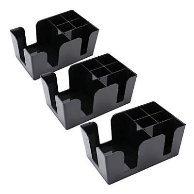 3 Pack Black Plastic Bar Caddy with 6 Compartments Refillable Bar Organizer H...