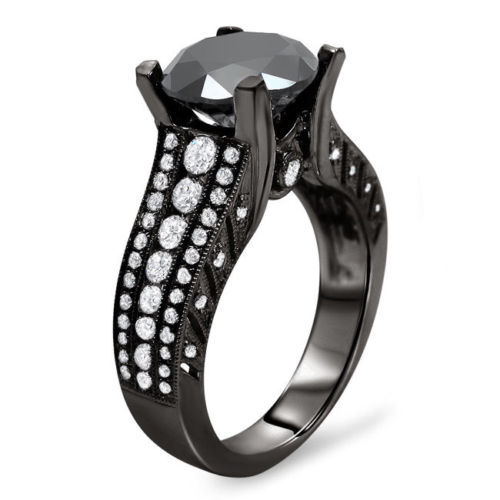 3.34 Ct Lab Created Opaque Round Diamond Sterling Silver Engagement Fine Ring
