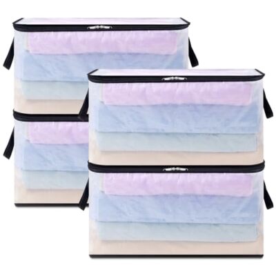 Lifewit Pack Plastic Clothes Storage Bags, 60L Foldable Storage Containers 4