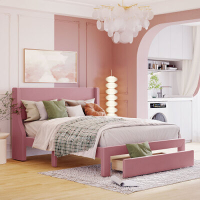 Velvet Upholstered With Drawer Storage Us
