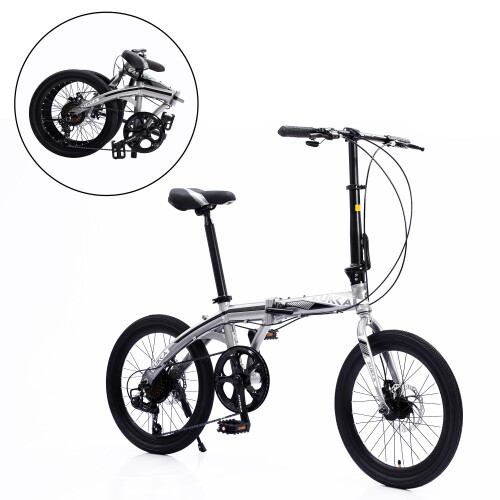 20 Inch Folding City Bike Aluminum Frame 8 Speed Shimano Front Rear Disc Brake