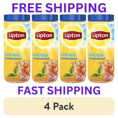 4 Set Lipton Black Iced Tea Mix Unsweetened Caffeinated 3 Oz Can Makes 30 Quarts