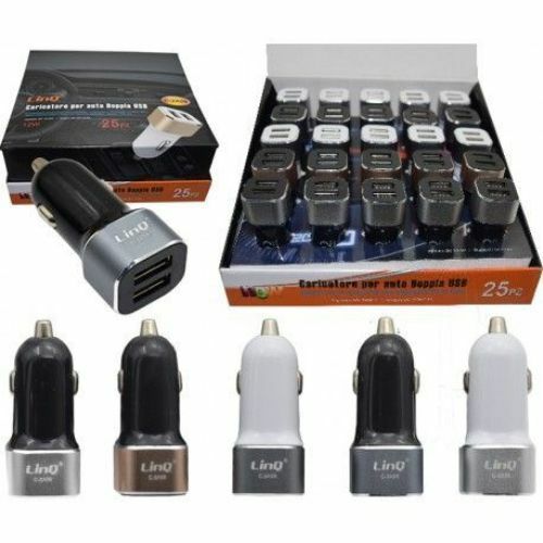 Confezione 25 Pezzi Adattatore Caricabatteria Doppio Usb 12W 2.4A Linq C-2A09