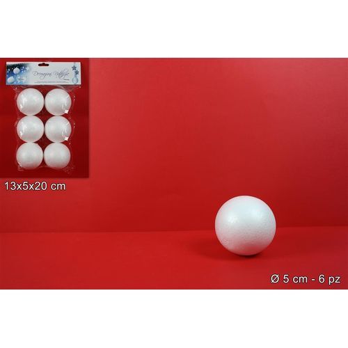 Set 6 Pezzi Palline Palle In Polistirolo 5cm Decorazioni Natale Natalizie dfh