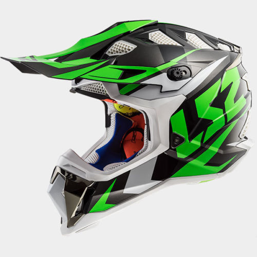 Casque Moto Cross LS2 Fast II Duck - Homologué ECE 22.06 - Matériau KPA Léger - Intérieur Démontable Lavable - Couleur Matt Green H-V Yellow