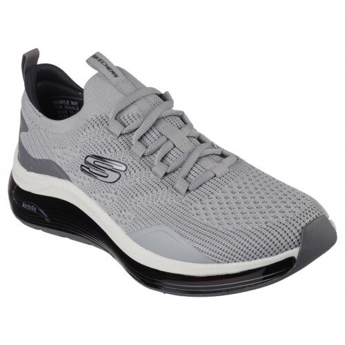 

Skechers Arch Fit Air Shoe Men Grey Black Mesh Sport Comfort Casual Vegan 232542, Gray black, Skechers Arch Fit Glide