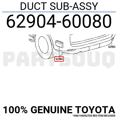 6290460080 Genuine Toyota DUCT SUB-ASSY 62904-60080 | eBay 6290460080 Genuine Toyota DUCT SUB-ASSY 62904-60080 | eBay