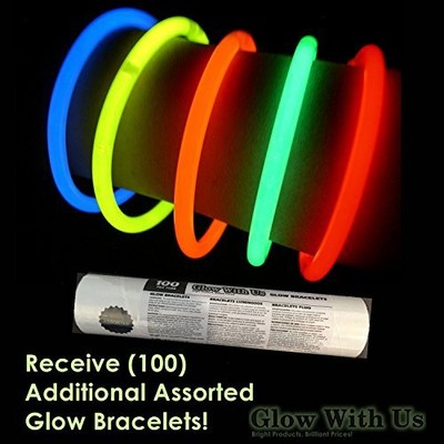 Glow With Us Glow Sticks Bulk Wholesale Necklaces, 100 22” Purple Glow Stick