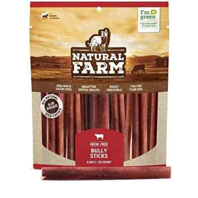 Natural Farm Odor-Free Bully Sticks 6 Inch 25 Pack 1.3 lb. Bag Fully expir 02/27