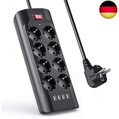 MiiKARE 8-Fach Steckdosenleiste mit 4 USB-Anschlüsse,Überspannungs Geschützte Me