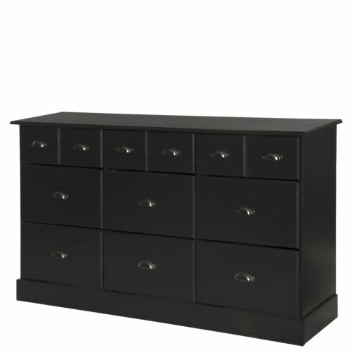 Solid Black 2 3 4 Drawer Bedroom Wood Chunky Furniture Chest Of Drawers Unit