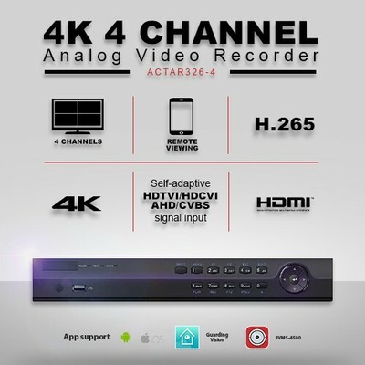 Hikvision compatible 4 CH DVR H.265 with 4K Display