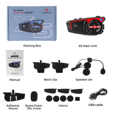 Motorcycle Helmet Headset Wireless Bluetooth Headphone Speaker Hands-Free w/ Mic