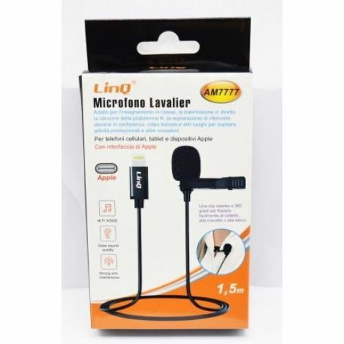 Microfono Lavalier Con Clip Colletto Bavero Plug Lightning Iphone Linq Am7777