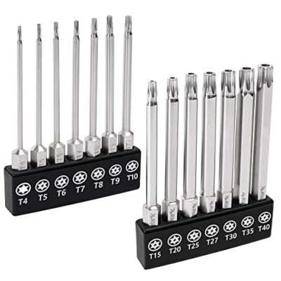 14PC Security Torx Bit Set 3'' Long Tamper Proof Star Screwdriver Bit Set 1/4'' He