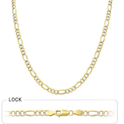 Pre-owned Gd Diamond 4.60mm 22" 14.40gm 14k Solid Gold Two Tone Pave Open Men's Figaro Necklace Chain In Multicolor