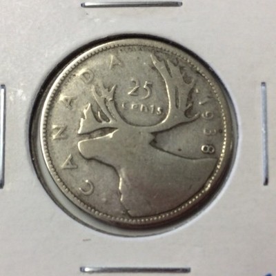 1938 25C Canada Silver 25 Cents in VF Condition