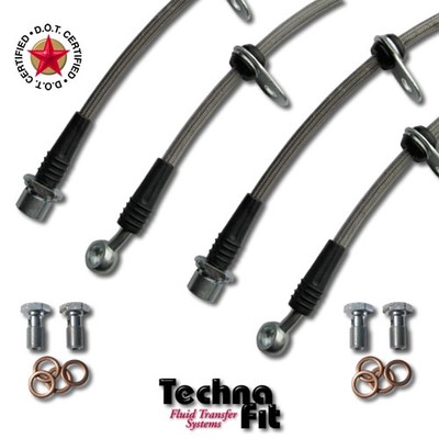 For 1995-2000 Lexus LS400 FRONT and REAR Techna-Fit Stainless Steel Brake Lines