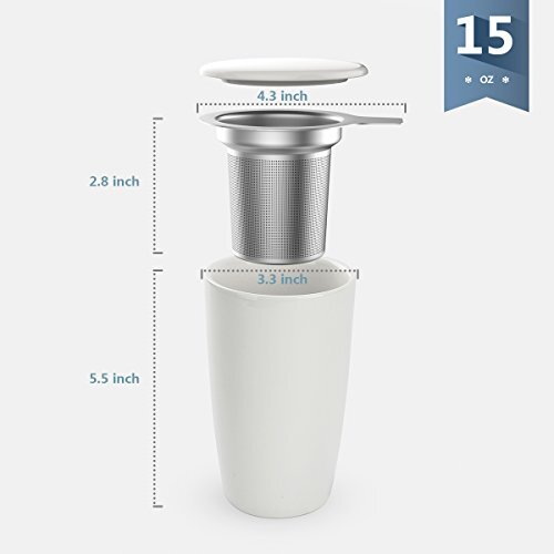 Porcelain Tea Mug with Infuser and Lid (15 oz) - Thumbnail 3