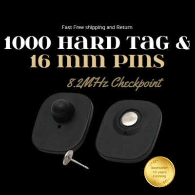 1000 Hard tags & 16mm pins CHECKPOINT   COMPATIBLE Free Shipping