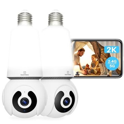 2PCS 2K Light Bulb Security Camera 360° Bulb Cameras for Home Security 5G&2.4G 
