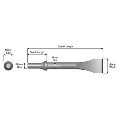 Ajax Tool Works A955 Pneumatic Bit, Wide Chisel And Scraper, .498 Shank Turn