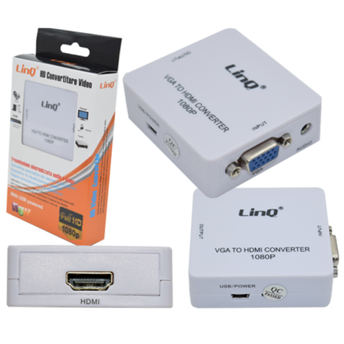 Adattatore Convertitore Linq Da Vga A Hdmi Hdv-610 Con Alimentazione