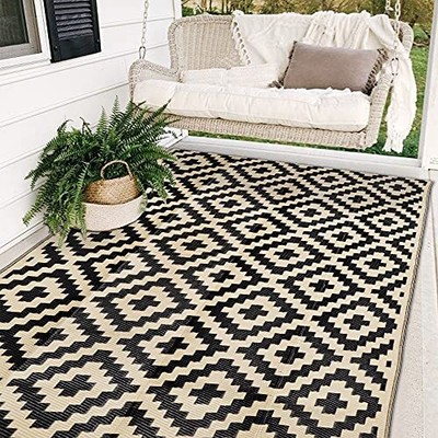 SAND MINE Reversible Mats Plastic Straw Rug Modern Area Rug Large Floor Mat a...