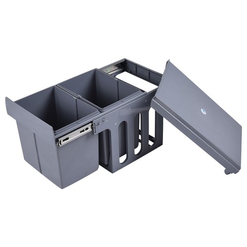 2 Compartment Pull Out Kitchen Recycling Waste Bin Door Mounted