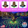 KingSom Floating Pool Speaker,Bluetooth Pool Speaker with LED Flame Light and RGB Light,IP68 Waterproof Bluetooth Speakers,Loud Stereo Sound,TWS Pairing,Built-in Mic,Hot Tub Speakers,Black