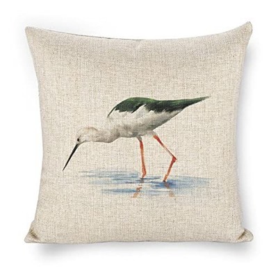 Long Feet Snipe Linen Throw Pillow Covers Farmhouse 18x18 Double Sided with Z...