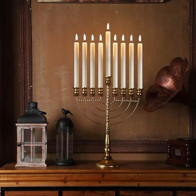 Gold 9 Branch Menorahs Candlestick Holder Candle Holder for Hanukkah Shabbat ...