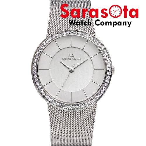 Pre-owned Danish Design Iv62q951 Silver Dial Stainless Steel Crystal Bezel Women's Watch
