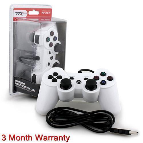 TTX Tech PC and PlayStation 3 PS3 USB Wired Controller WHITE