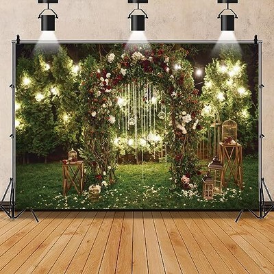7x5ft Wedding Ceremony Backdrop Outdoors Green Grassfield Wedding Ceremony Fl...