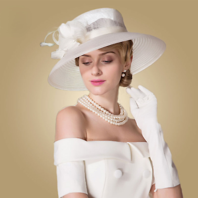 Ladies wide brim dress hats deals