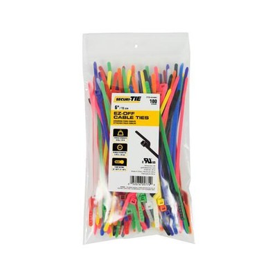 Ecm Industries  EZ-Off Cable Tie, Orange, 6-In., 100-Pk.